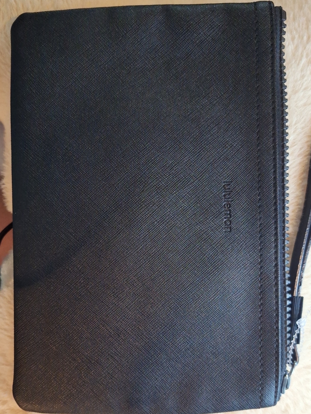 Lululemon Black Zip Leather Cosmetic Bag. New Nvr Used